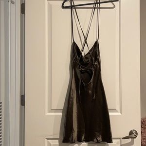 Satin olive green dress